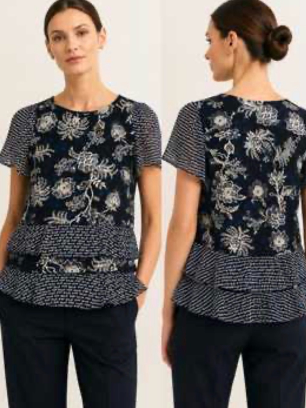 Cabi Hybrid Tiered flowy semi sheer Ruffle Blouse XL